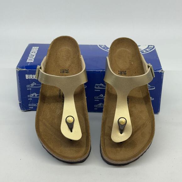 Birkenstock Gizeh Thong Sandals Gold Birko-Flor Size 8 Women’s EU 39 - Picture 3 of 6